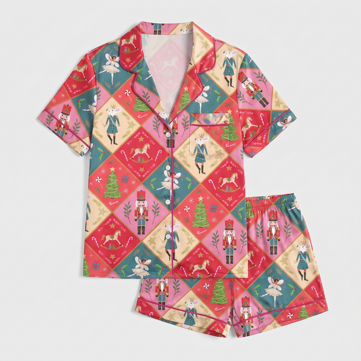 Nutcracker Harlequin Women's Pajama Set - flat lay