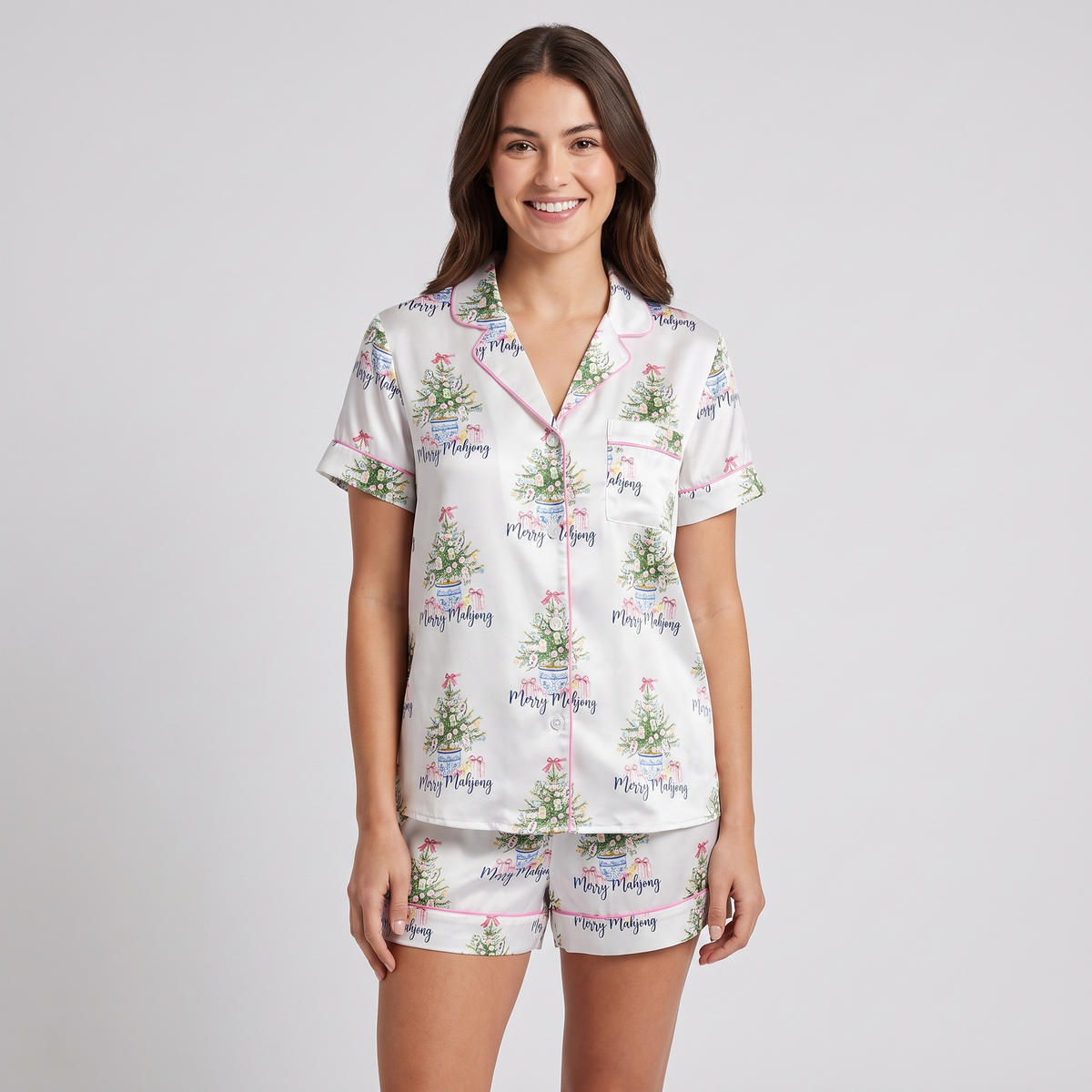 Merry Mahjong Women's Pajama Set - short sleeve and shorts