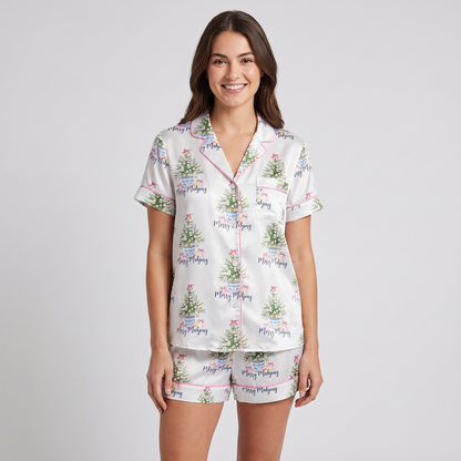 Merry Mahjong Women's Pajama Set - short sleeve and shorts