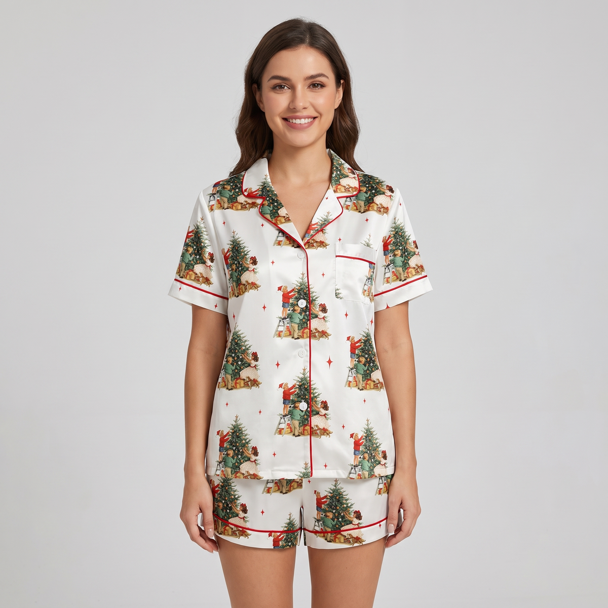 About To Deck These Halls Women's Pajama Set - short sleeve and shorts