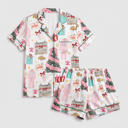 Pastel Plaza Christmas Women's Pajama Set - flat lay