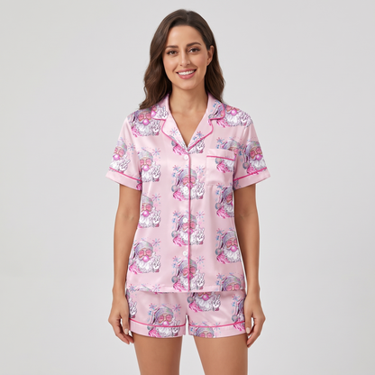 Cool Santa Shades Women's Pajama Set - short sleeve and shorts