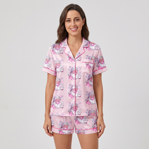 Cool Santa Shades Women's Pajama Set - short sleeve and shorts
