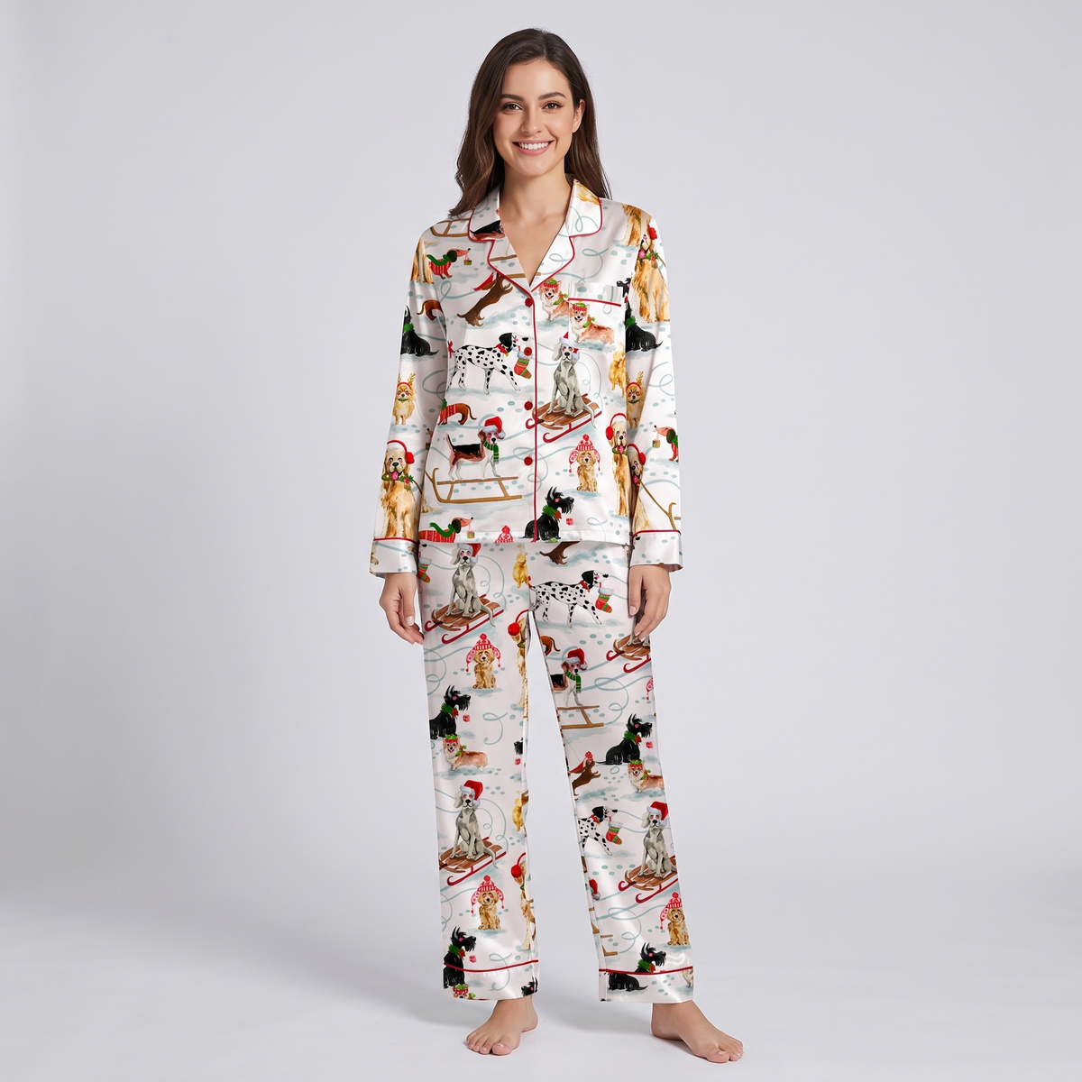 Sled Dog Party Women's Pajama Set - long sleeve and pants