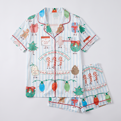 Tis The Season To Be Jolly Women's Pajama Set - flat lay