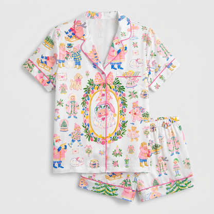 Sugarplum Santa Women's Pajama Set - flat lay