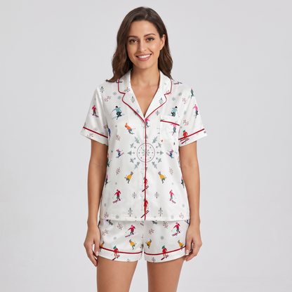 Winter Après Ski Women's Pajama Set - short sleeve and shorts