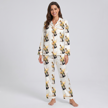 Gold Champagne Bottles Women's Pajama Set - long sleeve and pants