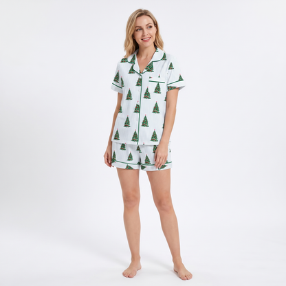 Pinstripe Pines Women's Pajama Set - short sleeve and shorts
