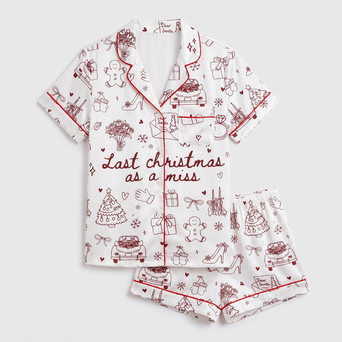 Last Christmas As A Miss Women's Pajama Set - flat lay