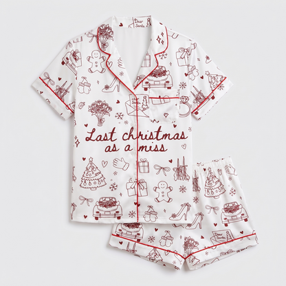 Last Christmas As A Miss Women's Pajama Set - flat lay