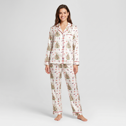 Nutcracker Toy Tree Women's Pajama Set - long sleeve and pants