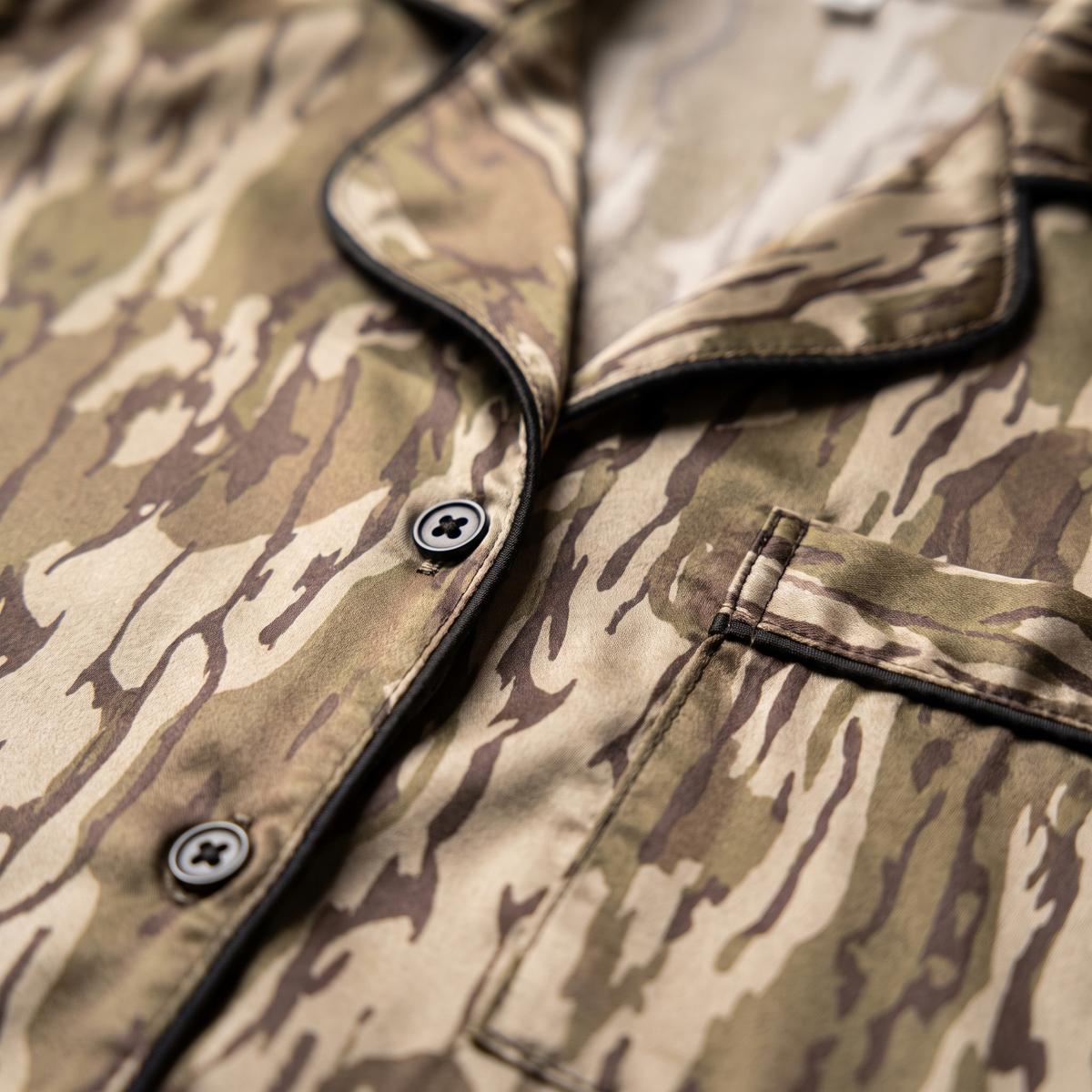 Duck Season Camo Women's Pajama Set - Vintage Brown Camo - print close-up