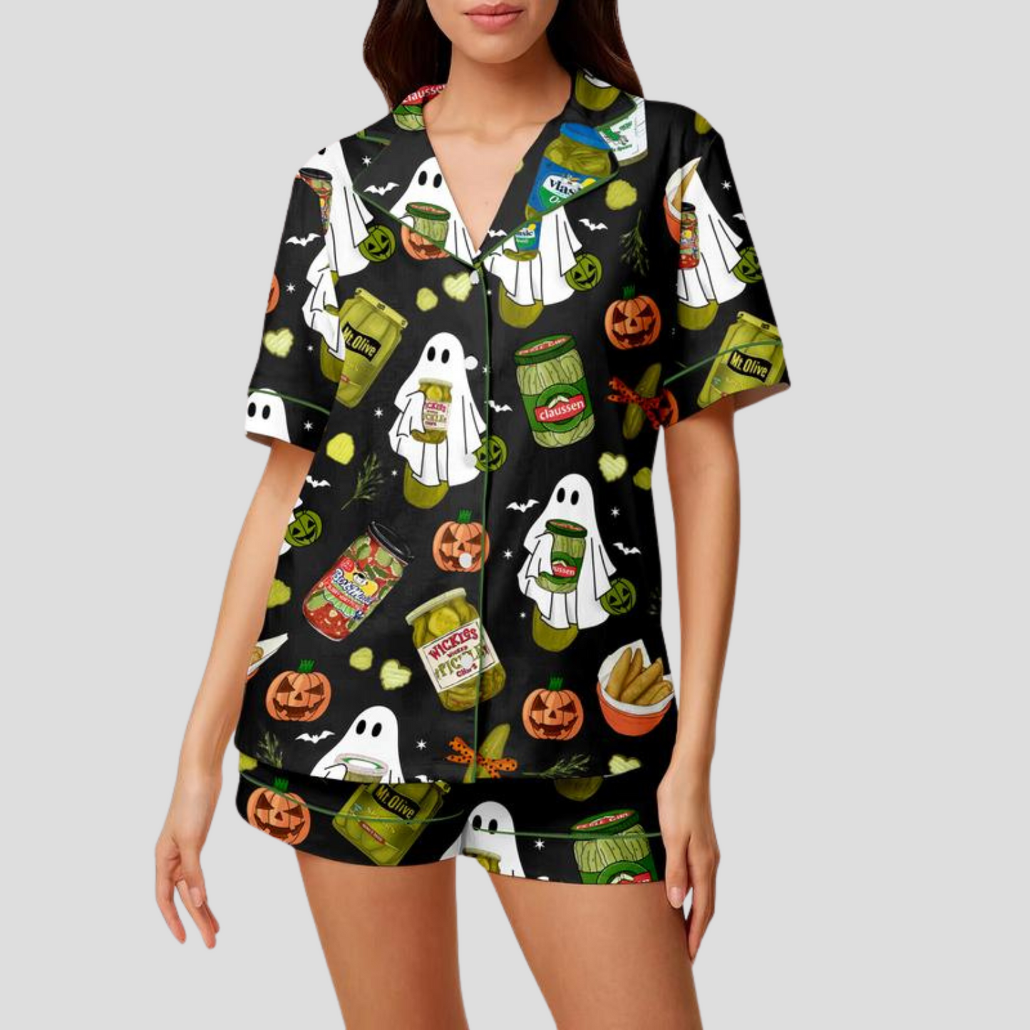 Spooky Pickle Girlie Halloween Women's Pajama Set