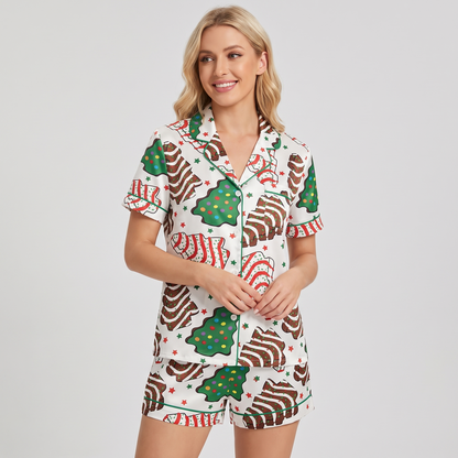 Farm Fresh Tree Cakes Women's Pajama Set - short sleeve and shorts