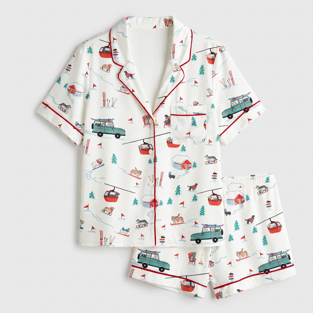 Ski Trip Pups Women's Pajama Set - flat lay