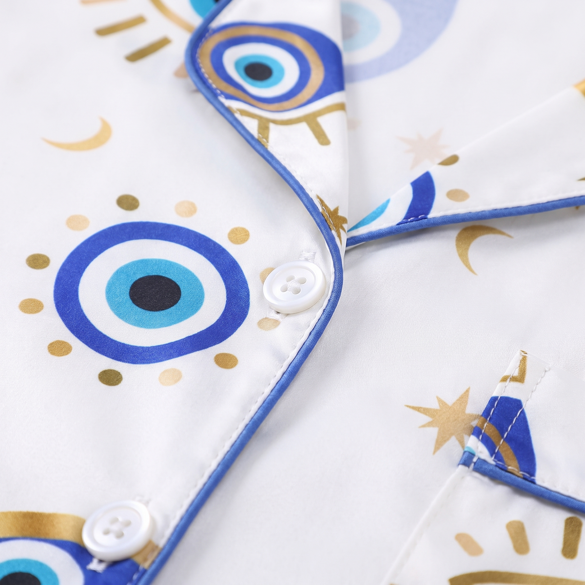 Lucky Evil Eye Women's Pajama Set - White - print close-up