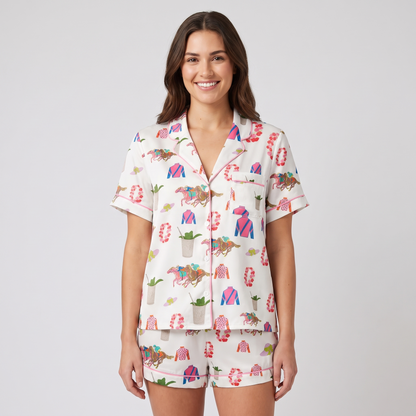 Winner's Garland Race Horse Women's Pajama Set - short sleeve and shorts