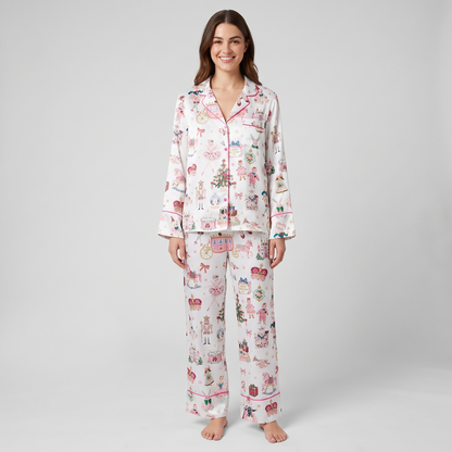 Mouse King Party Women's Pajama Set - long sleeve and pants