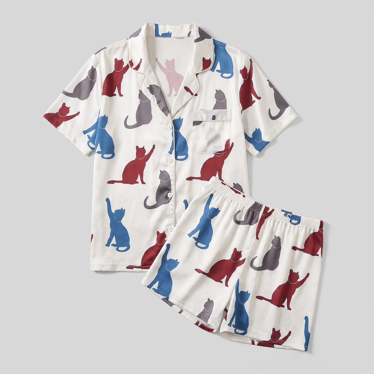 Cat Silhouettes Women's Pajama Set - flat lay