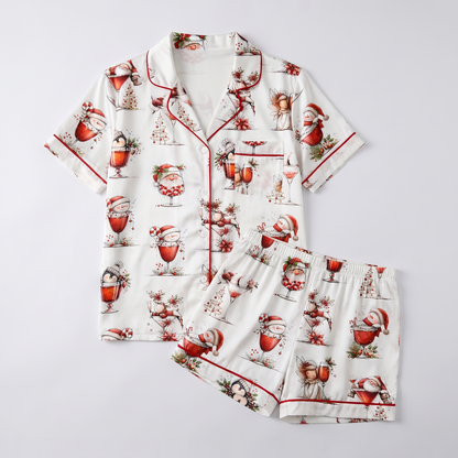 Holiday Happy Hour Women's Pajama Set - flat lay