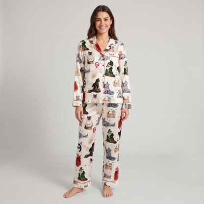 Dress Up Cats Women's Pajama Set - long sleeve and pants
