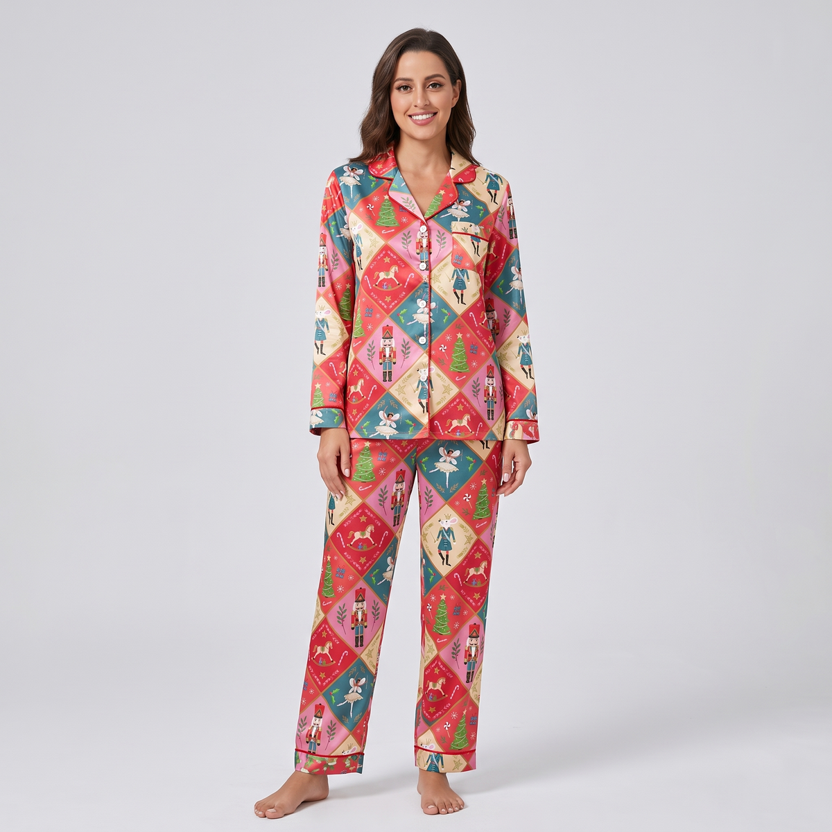 Nutcracker Harlequin Women's Pajama Set - long sleeve and pants