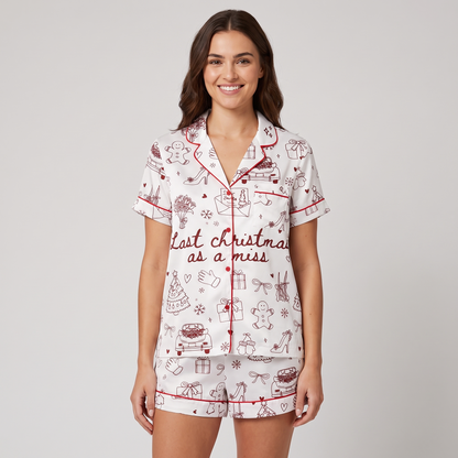 Last Christmas As A Miss Women's Pajama Set - short sleeve and shorts