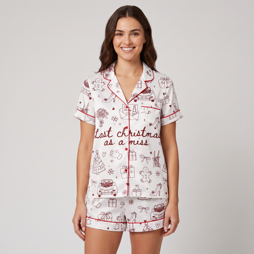 Last Christmas As A Miss Women's Pajama Set - short sleeve and shorts