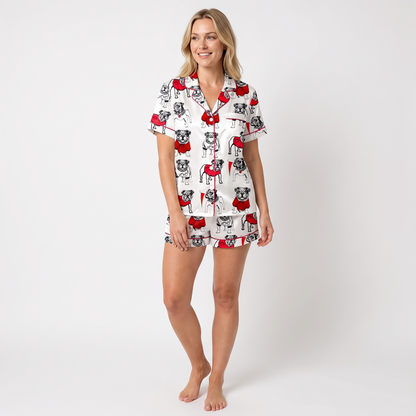 Game Day Bulldog Women's Pajama Set - short sleeve and shorts