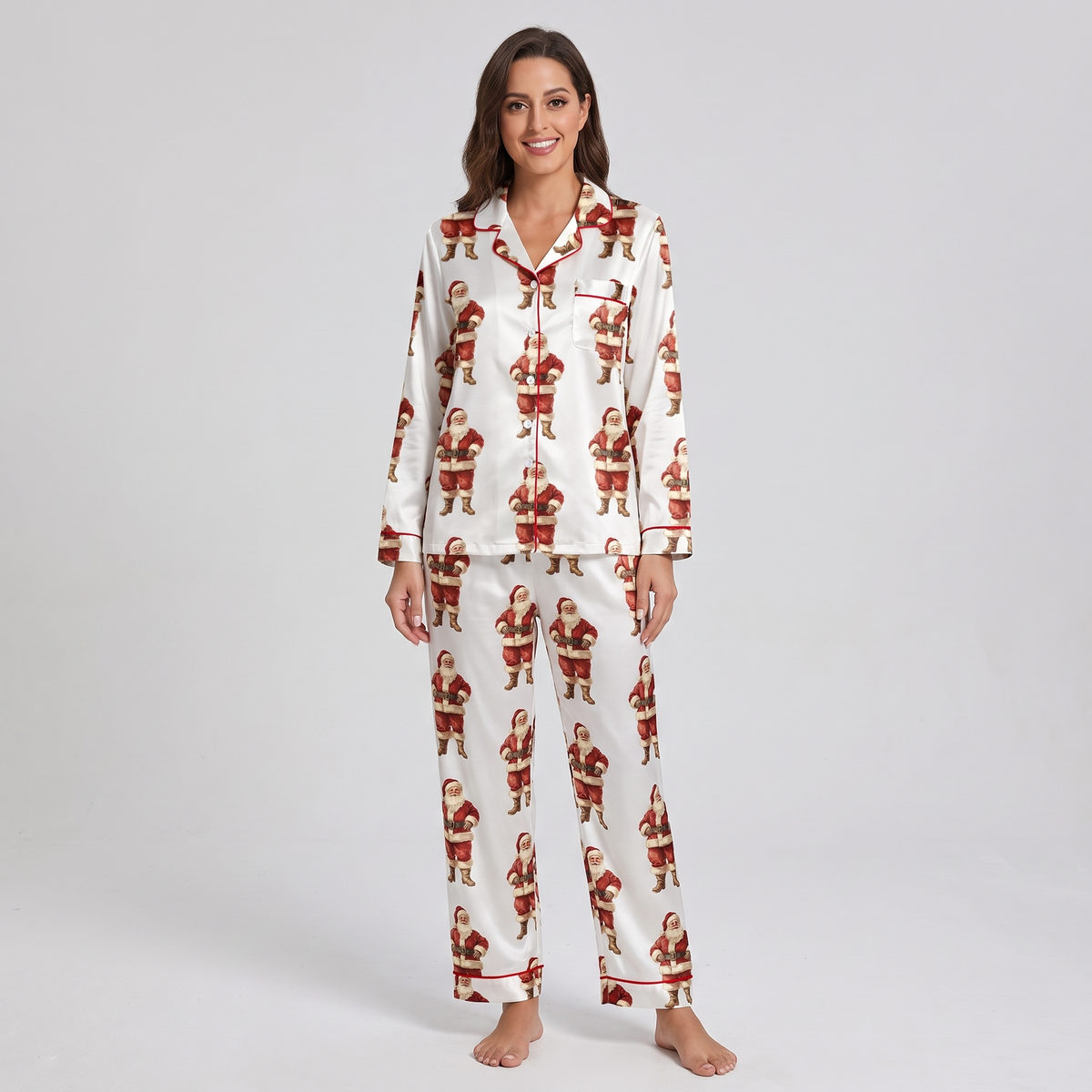 Classic St. Nick Women's Pajama Set - long sleeve and pants
