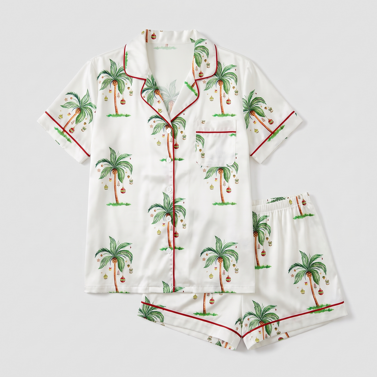 Tropical Ornament Palms Women's Pajama Set - flat lay