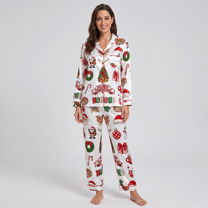 Merry & Bright Ornaments Women's Pajama Set - long sleeve and pants