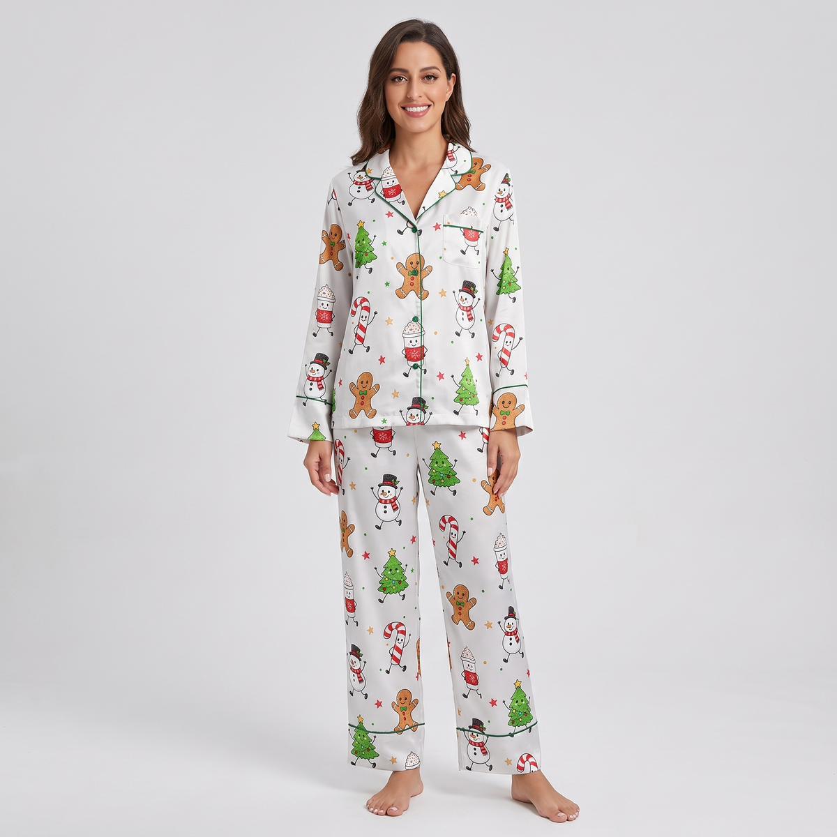 Happy Christmas Doodles Women's Pajama Set - long sleeve and pants