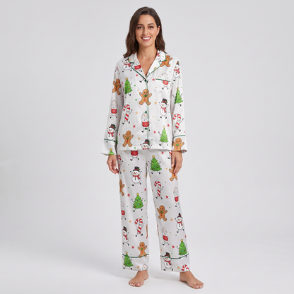 Happy Christmas Doodles Women's Pajama Set - long sleeve and pants