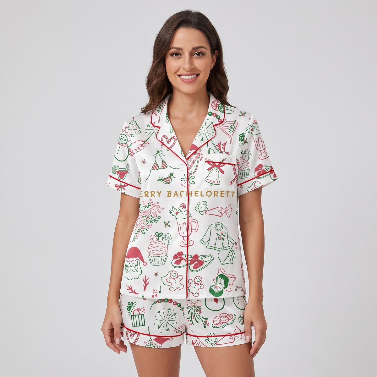 Merry Bachelorette Women's Pajama Set - short sleeve and shorts