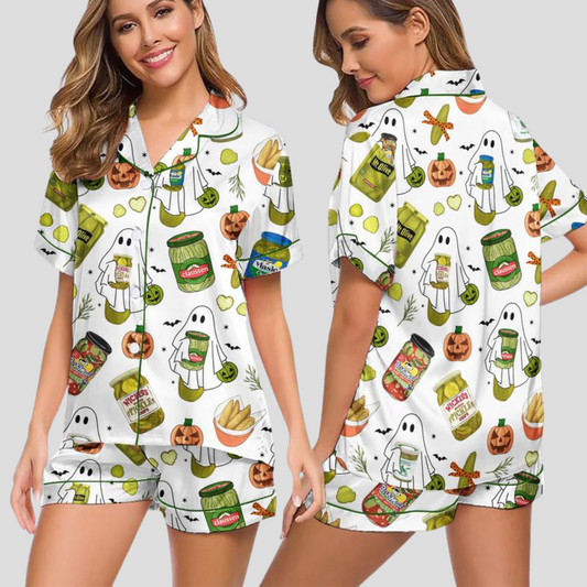Spooky Pickle Girlie Halloween Women's Pajama Set