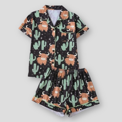 Highland Cow & Cactus Women's Pajama Set
