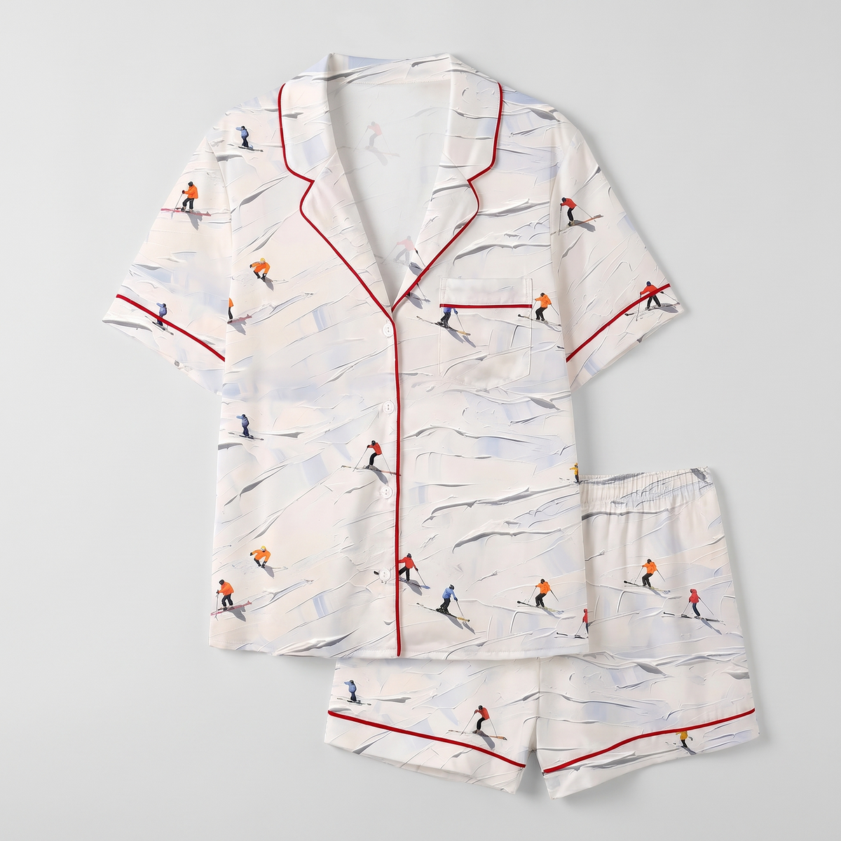 Retro Ski Slopes Women's Pajama Set - flat lay