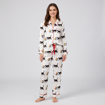 Rainbow Pride Cats Women's Pajama Set - long sleeve and pants