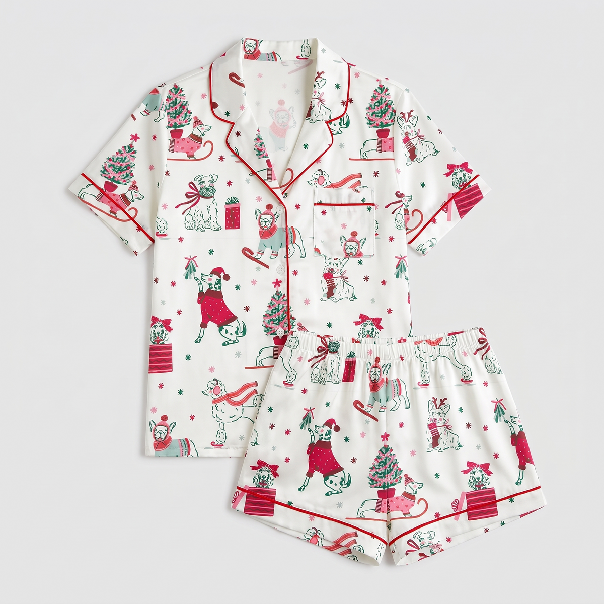 Dog Lover's Christmas Women's Pajama Set - flat lay
