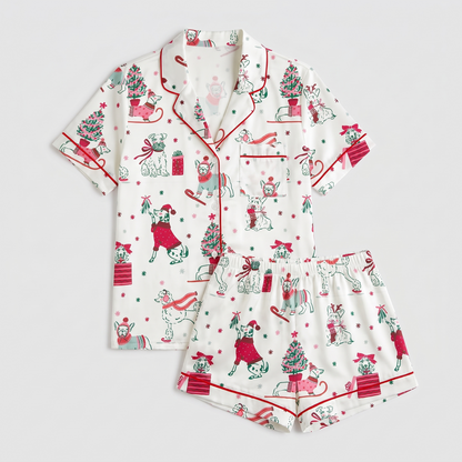 Dog Lover's Christmas Women's Pajama Set - flat lay
