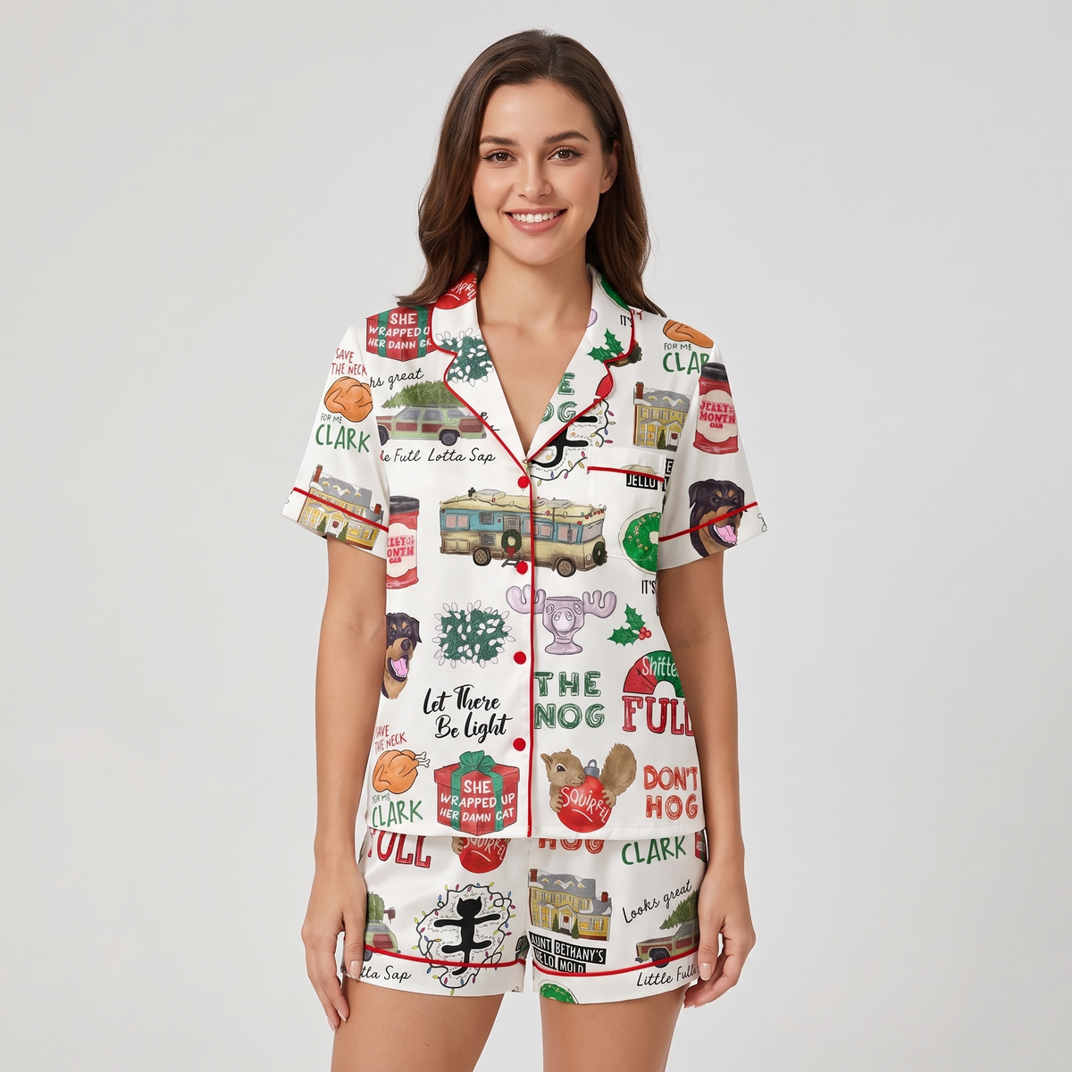 Griswold Family Christmas Inspired Women's Pajama Set - short sleeve and shorts