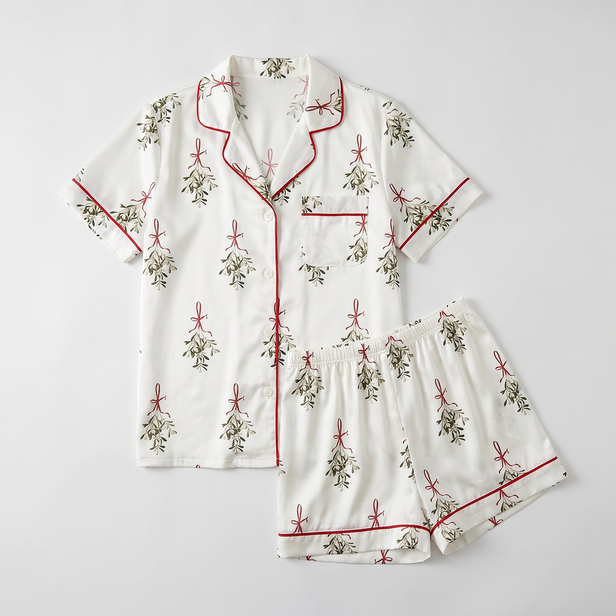 Vintage Mistletoe Women's Pajama Set - flat lay
