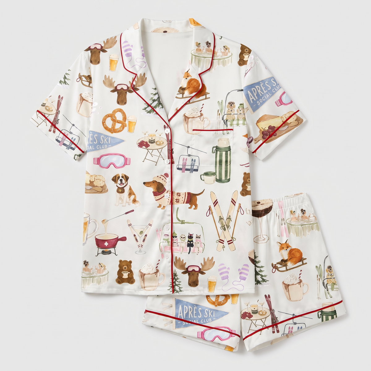 Après Ski Lodge Women's Pajama Set - flat lay