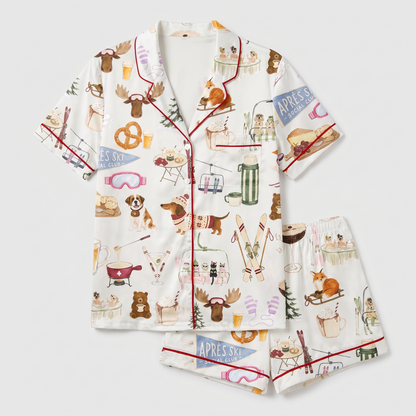 Après Ski Lodge Women's Pajama Set - flat lay