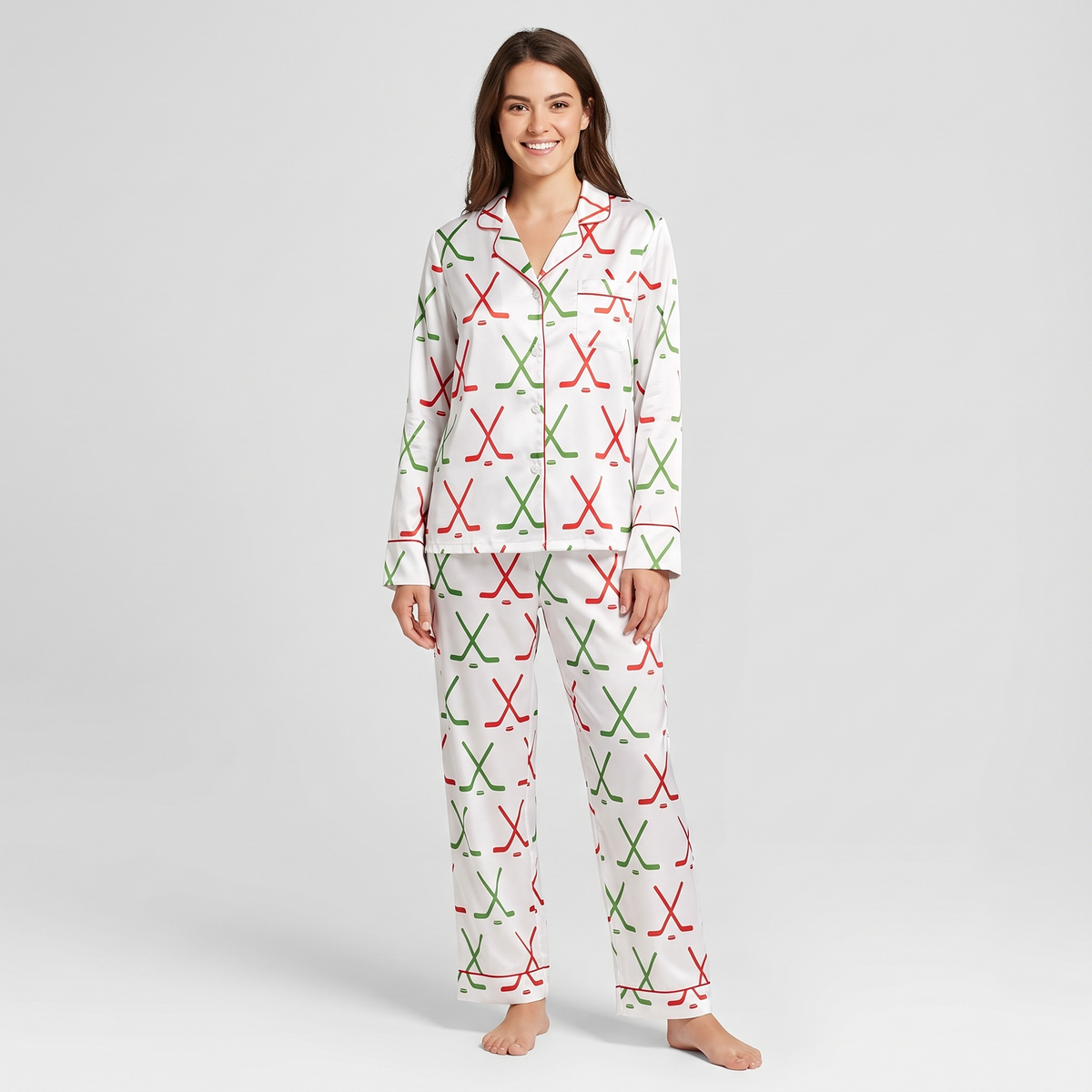 Hockey Sticks Christmas Women's Pajama Set - long sleeve and pants