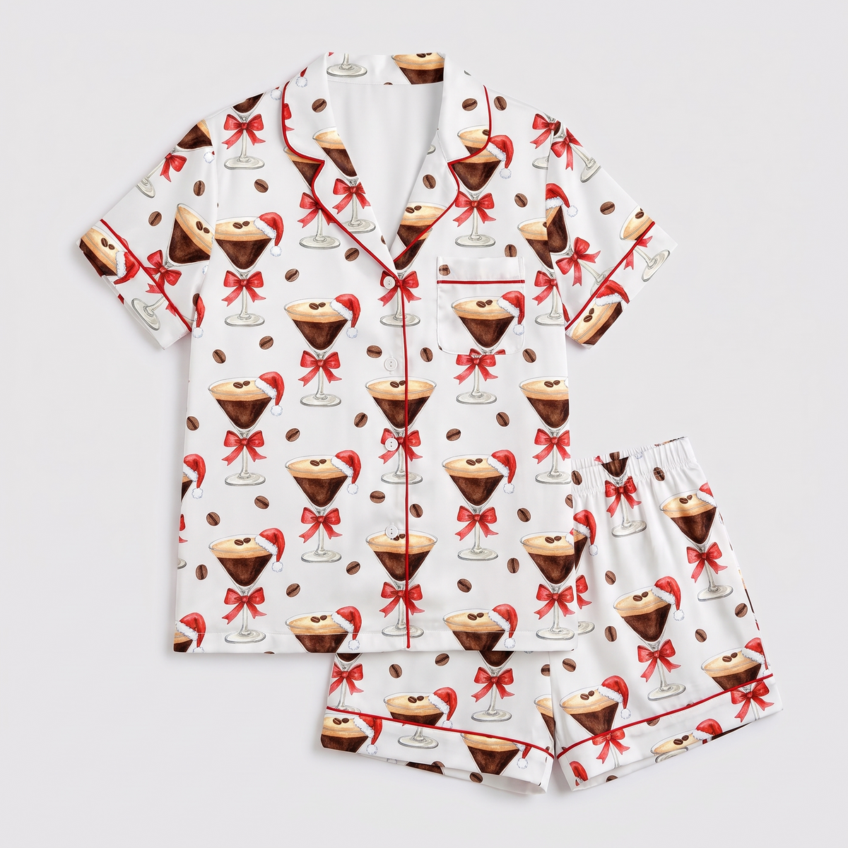 Espresso Yourself Christmas Women's Pajama Set - flat lay