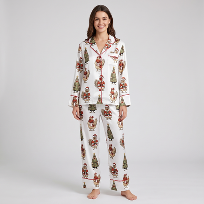 Christmas Chicken Farm Women's Pajama Set - long sleeve and pants
