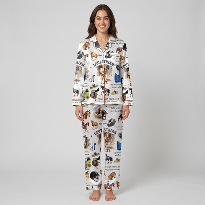 Equestrian Life Quotes Horse Women's Pajama Set - long sleeve and pants